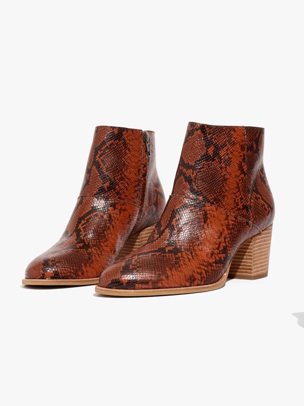 Madewell The Rosie Ankle Boot in Snake Embossed Leather Dark Cinnabar Multi
